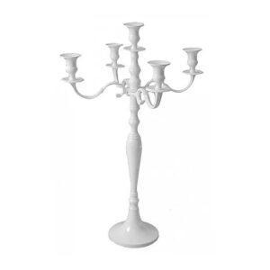 Candelabro in nickel a 5 luci bianco h. cm 77