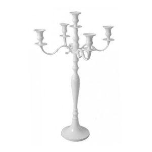 Candelabro in nickel a 5 luci bianco h. cm 77