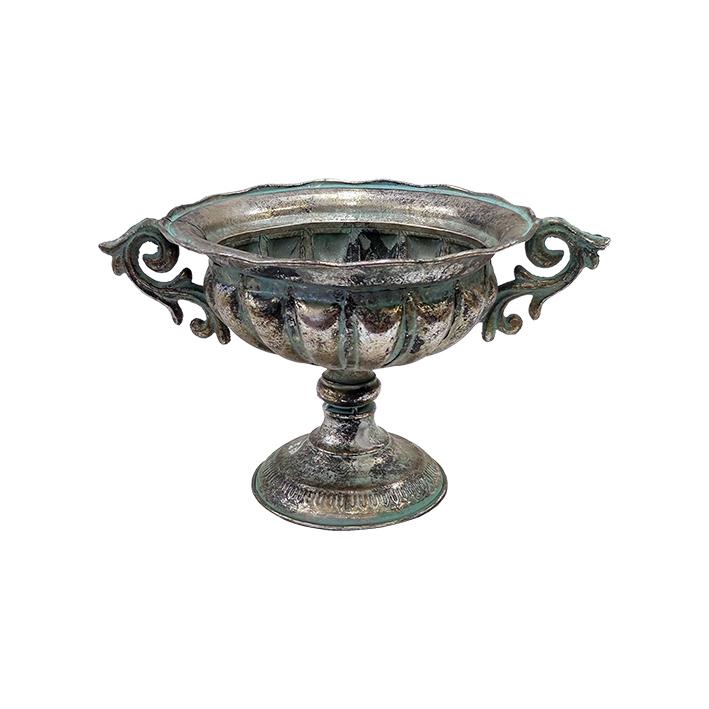 Coppa in metallo classica anticata con manici h. 22 cm