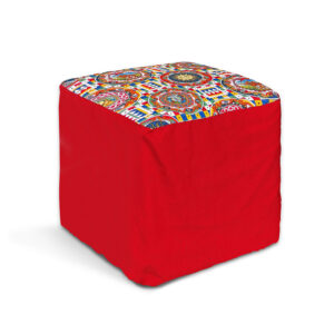 Rivestimento Stile Siciliano per Pouf cm 50x50 h.40