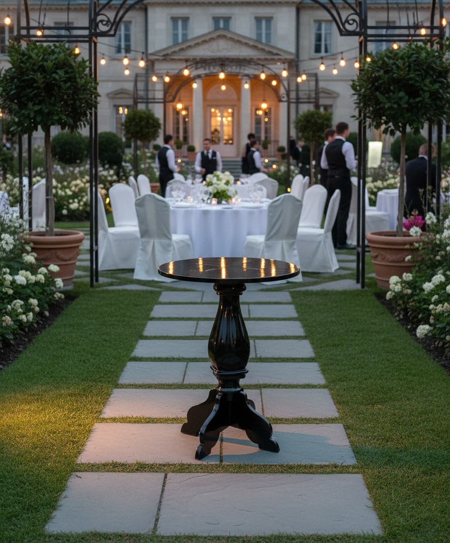 Alzata Barocca Alta Piano Tondo cm ø 26 h 35 cm - Nera Alzata Barocca Alta Piano Tondo cm ø 26 h 35 cm - Nera